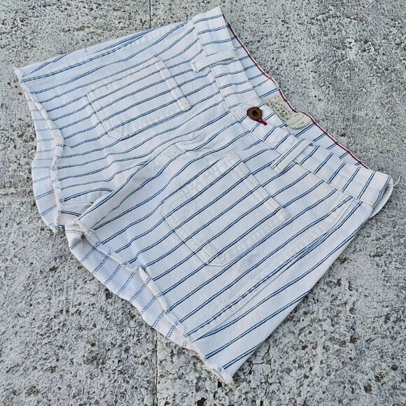 Lucky Brand Women Short Shorts Blue Striped Mini Shorts Size 0/25 - Picture 7 of 8